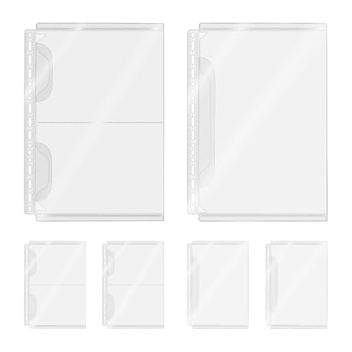 AxeWoodz B5 Klarsichthüllen mit Klappe, lose Blätter, 17 Löcher, Dokumenten-Ordner, transparent, PP, Dokumenten-Organizer (3 x 1 Tasche und 3 x 2 Taschen, B5), 6 Stück von AxeWoodz