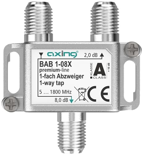 Axing BAB 1-08X 1-Fach Abzweiger 8 dB 5-1800 MHz TV Data Internet Kabelfernsehen von Axing