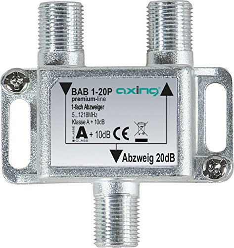 Axing BAB 1-20P 1-fach Abzweiger 20dB Kabelfernsehen CATV Multimedia DVB-T2 Klasse A+, 10dB, 5-1218 MHz metall Axing BAB 1-20P 1-fach Abzweiger 20dB Kabelfernsehen CATV Multimedia DVB-T2 Klasse A+, 10dB, 5-1218 MHz metall von Axing