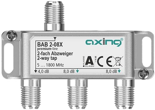 Axing BAB 2-08X 2-Fach Abzweiger 8 dB 5-1800 MHz TV Data Internet Kabelfernsehen von Axing