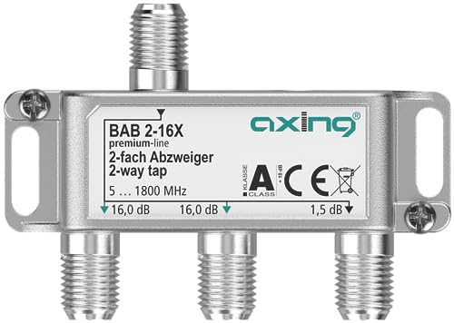 Axing BAB 2-16X 2-Fach Abzweiger 16 dB 5-1800 MHz TV Data Internet Kabelfernsehen von Axing