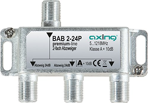 Axing BAB 2-24P 2-fach Abzweiger 24dB Kabelfernsehen CATV Multimedia DVB-T2 Klasse A+, 10dB, 5-1218 MHz metall Axing BAB 2-24P 2-fach Abzweiger 24dB Kabelfernsehen CATV Multimedia DVB-T2 Klasse A+, 10dB, 5-1218 MHz metall von Axing