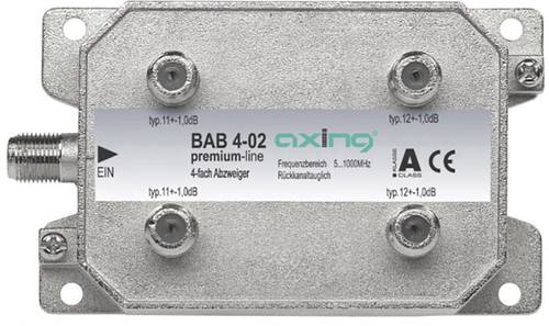 Axing BAB 4-02 Kabel-TV Abzweiger 4-fach 5 - 40Mhz, 40 - 470MHz, 470 - 862MHz, 862 - 1006MHz von Axing