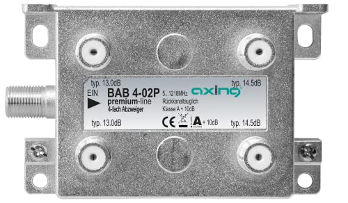 Axing BAB 4-02P 4-Fach Terminal-Abzweiger Kabelfernsehen CATV Multimedia DVB-T2 5-1218 MHz Axing BAB 4-02P 4-Fach Terminal-Abzweiger Kabelfernsehen CATV Multimedia DVB-T2 5-1218 MHz von Axing