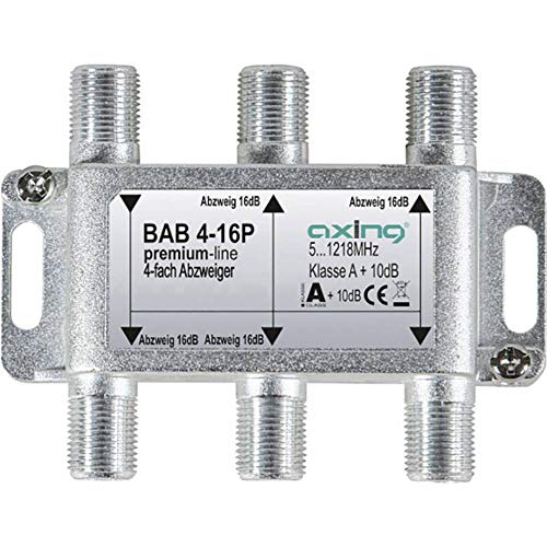 Axing BAB 4-16P 4-fach Abzweiger 16dB Kabelfernsehen CATV Multimedia DVB-T2 Klasse A+, 10dB, 5-1218 MHz metall Axing BAB 4-16P 4-fach Abzweiger 16dB Kabelfernsehen CATV Multimedia DVB-T2 Klasse A+, 10dB, 5-1218 MHz metall von Axing