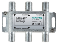Axing BAB 4-20P, Kabelsplitter, 5 - 1218 MHz, Grau, A, 20 dB, F von Axing
