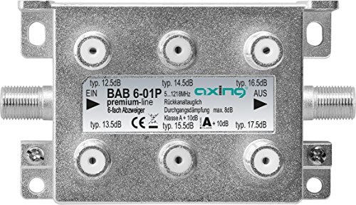 Axing BAB 6-01P 6-Fach Abzweiger Kabelfernsehen CATV Multimedia DVB-T2 Klasse A+, 10dB, 5-1218 MHz Metall Axing BAB 6-01P 6-Fach Abzweiger Kabelfernsehen CATV Multimedia DVB-T2 Klasse A+, 10dB, 5-1218 MHz Metall von Axing