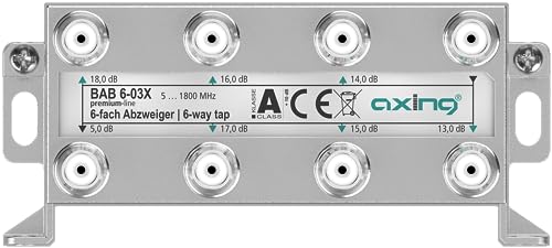 Axing BAB 6-03X 6-Fach Abzweiger 13-18 dB 5-1800 MHz TV Data Internet Kabelfernsehen von Axing