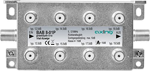Axing BAB 8-01P 8-Fach Abzweiger Kabelfernsehen CATV Multimedia DVB-T2 Klasse A+, 10dB, 5-1218 MHz Metall Axing BAB 8-01P 8-Fach Abzweiger Kabelfernsehen CATV Multimedia DVB-T2 Klasse A+, 10dB, 5-1218 MHz Metall von Axing