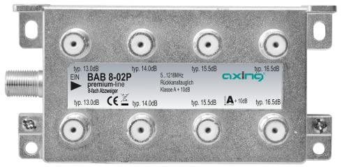 Axing BAB 8-02P 8-Fach Terminal-Abzweiger Kabelfernsehen CATV Multimedia DVB-T2 5-1218 MHz von Axing