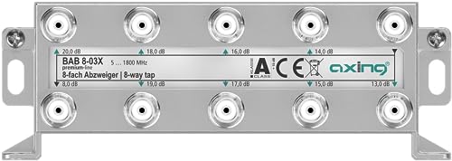 Axing BAB 8-03X 8-Fach Abzweiger 13-20 dB 5-1800 MHz TV Data Internet Kabelfernsehen von Axing