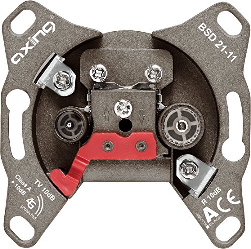Axing BSD 21-11 Hyperbreitbandsteckdose Durchgangsdose mit 10 dB Anschlussdämpfung, DC-Durchlass von Axing
