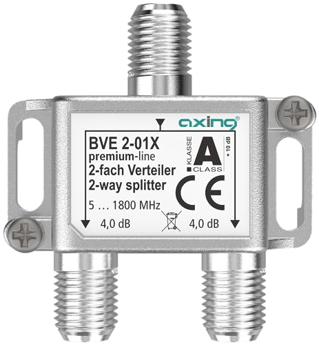 Axing BVE 2-01X 2-Fach Verteiler 4 dB 5-1800 MHz TV Data Internet Kabelfernsehen von Axing