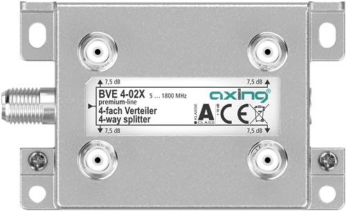 Axing BVE 4-02X 4-Fach Verteiler 7,5 dB 5-1800 MHz TV Data Internet Kabelfernsehen von Axing