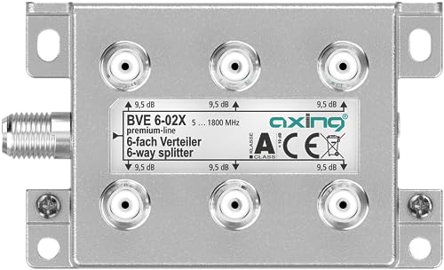 Axing BVE 6-02X 6-Fach Verteiler 9,5 dB 5-1800 MHz TV Data Internet Kabelfernsehen von Axing