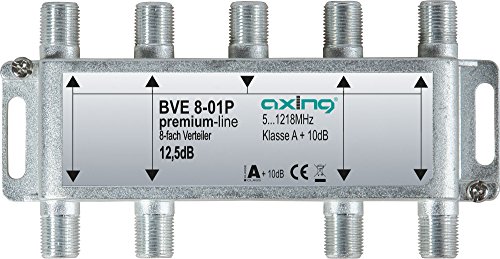 Axing BVE 8-01P 8-fach Verteiler Kabelfernsehen CATV Multimedia DVB-T2 Klasse A+, 10dB, 5-1218 MHz metall Axing BVE 8-01P 8-fach Verteiler Kabelfernsehen CATV Multimedia DVB-T2 Klasse A+, 10dB, 5-1218 MHz metall von Axing