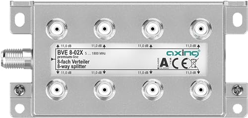 Axing BVE 8-02X 8-Fach Verteiler 11 dB 5-1800 MHz TV Data Internet Kabelfernsehen von Axing
