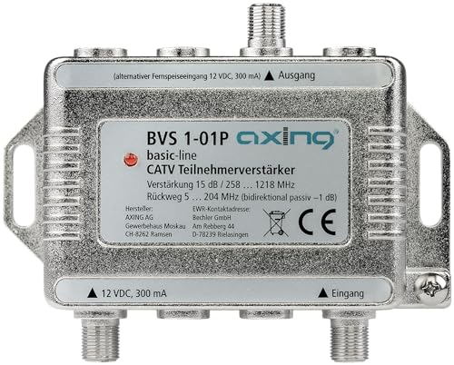 Axing BVS 1-01P CATV-Teilnehmerverstärker 15 dB Kabel-TV Verstärker 5-1218 MHz von Axing