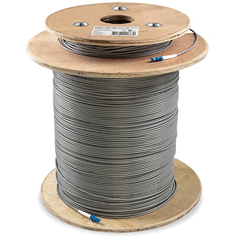 Axing OAK 500-04 Optisches Kabel mit Stahlarmierung LWL SMF Single-Mode Fiber Glasfaser-Kabel LC/UPC Stecker 500 m von Axing