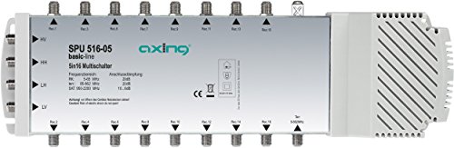 Axing SPU 516-05 Multischalter 5 in 16, SAT aktiv, Quad-tauglich (Schaltnetzteil) von Axing