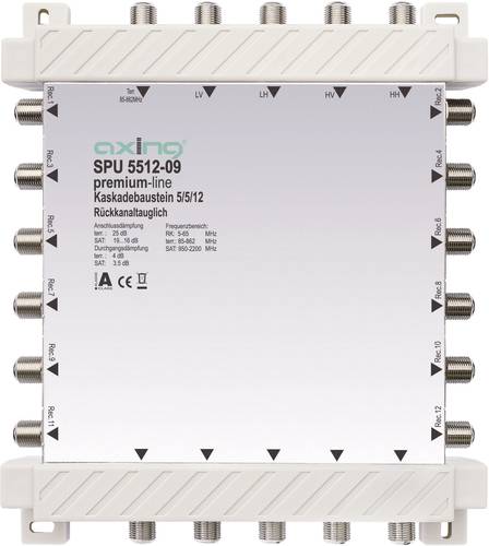 Axing SPU 5512-09 SAT Multischalter Kaskade Eingänge (Multischalter): 5 (4 SAT/1 terrestrisch) Teil von Axing