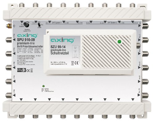Axing SPU 910-09 SAT-Multischalter 10 Teilnehmer DiSEqC erweiterbar aktiv Quad-tauglich energiesparend (9 x 10) von Axing