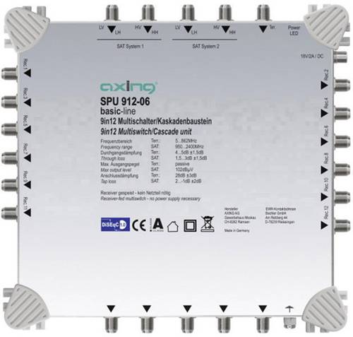 Axing SPU 912-06 SAT Multischalter Kaskade Teilnehmer-Anzahl: 12 von Axing