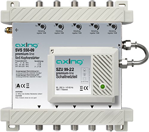 Axing SVS 550-09 Kopfverstärker 5/5, für SPU 5x-09/SES5x-09-Systeme, 4 × SAT/1 × terrestrisch Axing SVS 550-09 Kopfverstärker 5/5, für SPU 5x-09/SES5x-09-Systeme, 4 × SAT/1 × terrestrisch von Axing