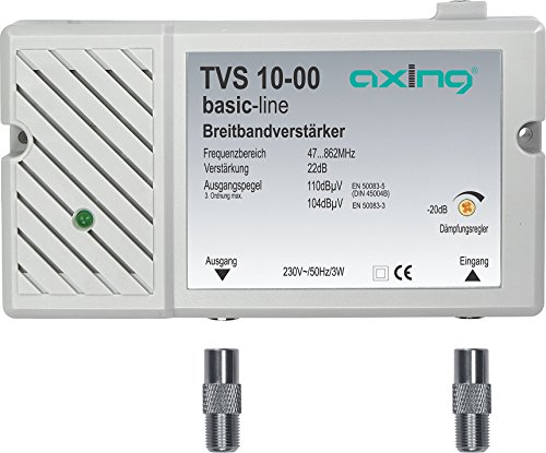Axing TVS 10-00 Breitband-Verstärker für Kabelfernsehen oder Antennen DVB-T2 HD UKW DAB+ von Axing