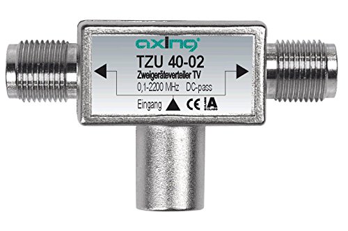 Axing TZU 40-02 2-Fach Verteiler Sat (0,1 bis 2200 MHz) zum Aufstecken auf Satelliten-Anschluss von Axing