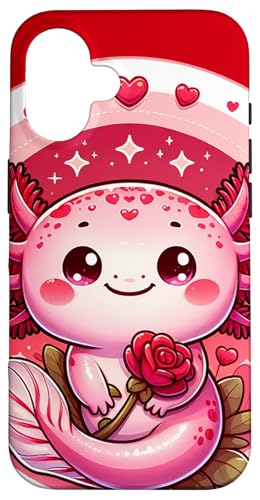 Hülle für iPhone 16 Valentinstag Axolotl Herz für Männer, Frauen und Kinder 2024 von Merch von Amazon