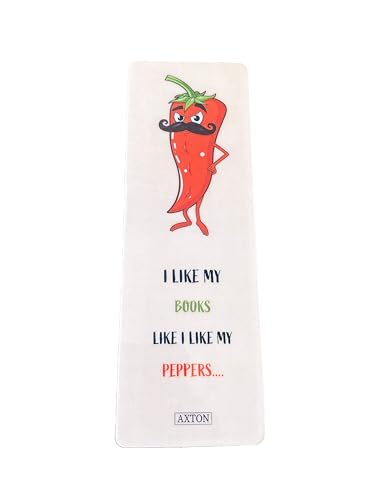 Lustiges Lesezeichen mit rotem Pfeffer - "I Like My Books Like I Like My Peppers..." - laminiert, hergestellt in den USA Lustiges Lesezeichen mit rotem Pfeffer - "I Like My Books Like I Like My Peppers..." - laminiert, hergestellt in den USA von Axton