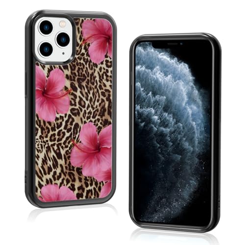 Axulimin Ästhetische Handyhülle für iPhone 11 Pro, Hibiskusblumen, Leopardenmuster, Gepardenmuster, 14 cm (5,8 Zoll) von Axulimin