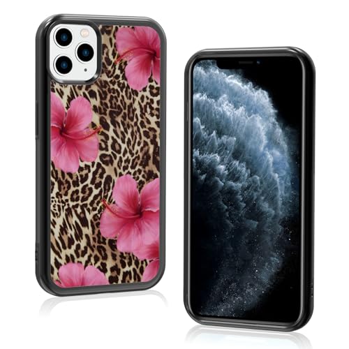 Axulimin Ästhetische Handyhülle für iPhone 11 Pro Max, Hibiskusblumen, Leopardenmuster, Gepardenmuster, 16,5 cm (6,5 Zoll) von Axulimin