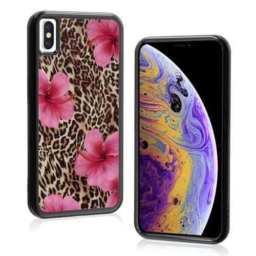 Axulimin Ästhetische Handyhülle für iPhone Xs Max, Hibiskusblumen, Leopardenmuster, Gepardenmuster, 16,5 cm (6,5 Zoll) von Axulimin