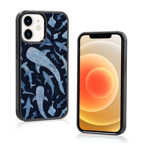 Axulimin Ästhetische Schutzhülle für iPhone 12 Mini, niedlicher blauer Hai, für Damen, Teenager, Mädchen, Kinder, Mädchen, 13 cm (5,4 Zoll) von Axulimin