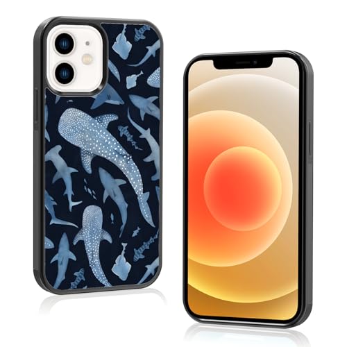 Axulimin Ästhetische Schutzhülle für iPhone 12 & 12 Pro, niedlicher blauer Hai, für Damen, Teenager, Mädchen, Kinder, Mädchen, 15,5 cm (6,1 Zoll) von Axulimin