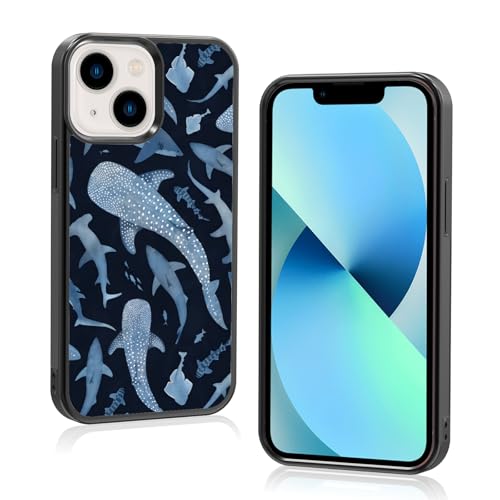 Axulimin Ästhetische Schutzhülle für iPhone 13 Mini, niedlicher blauer Hai, für Damen, Teenager, Mädchen, Kinder, Mädchen, 13 cm (5,4 Zoll) von Axulimin