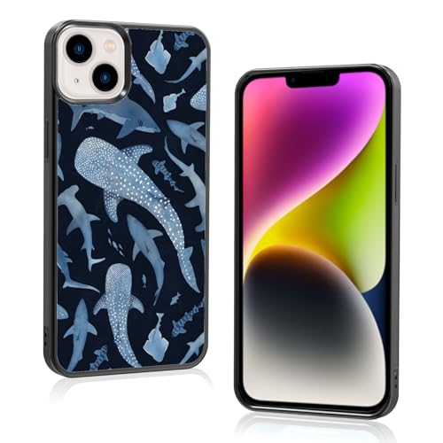 Axulimin Ästhetische Schutzhülle für iPhone 14 Plus, Motiv: niedlicher blauer Hai, für Damen, Teenager, Mädchen, Kinder, Mädchen, 17 cm (6,7 Zoll) von Axulimin