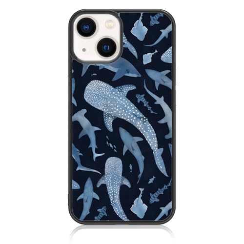 Axulimin Ästhetische Schutzhülle für iPhone 14 und 13, Motiv: niedlicher blauer Hai, für Damen, Teenager, Mädchen, Kinder, Mädchen, 15,5 cm (6,1 Zoll) von Axulimin