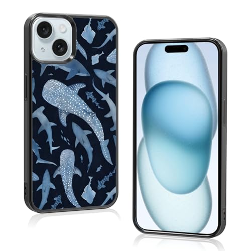 Axulimin Ästhetische Schutzhülle für iPhone 15, niedlicher blauer Hai, für Damen, Teenager, Mädchen, Kinder, Mädchen, 15,5 cm (6,1 Zoll) von Axulimin