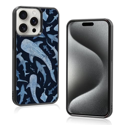 Axulimin Ästhetische Schutzhülle für iPhone 15 Pro, niedlicher blauer Hai, für Damen, Teenager, Mädchen, Kinder, Mädchen, 15,5 cm (6,1 Zoll) von Axulimin