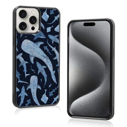 Axulimin Ästhetische Schutzhülle für iPhone 15 Pro Max, Motiv: niedlicher blauer Hai, für Damen, Teenager, Mädchen, Kinder, Mädchen, 17 cm (6,7 Zoll) von Axulimin