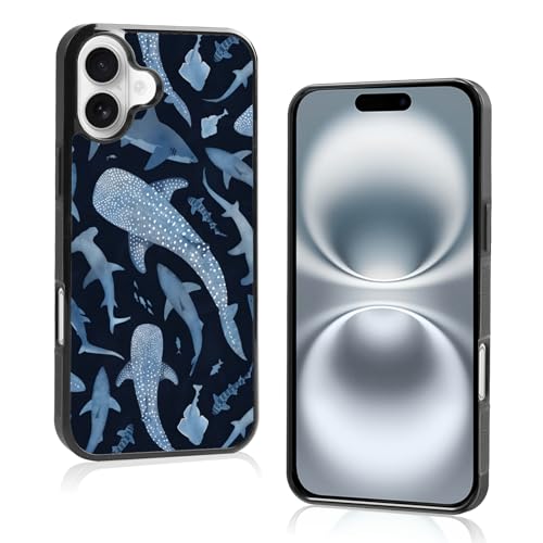 Axulimin Ästhetische Schutzhülle für iPhone 16 Plus, Motiv: niedlicher blauer Hai, für Damen, Teenager, Mädchen, Kinder, Mädchen, 17 cm (6,7 Zoll) von Axulimin