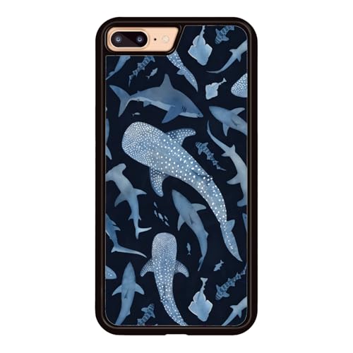 Axulimin Ästhetische Schutzhülle für iPhone 8 Plus & 7 Plus, niedlicher blauer Hai, für Damen, Teenager, Mädchen, Kinder, Mädchen, 14 cm (5,5 Zoll) von Axulimin