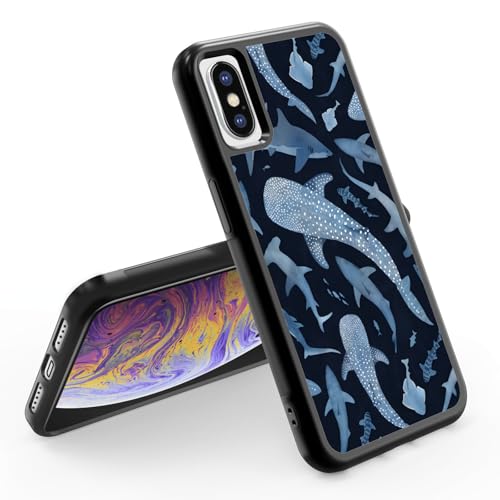 Axulimin Ästhetische Schutzhülle für iPhone X und XS, niedlicher blauer Hai, für Damen, Teenager, Mädchen, Kinder, Mädchen, 14 cm (5,8 Zoll) von Axulimin