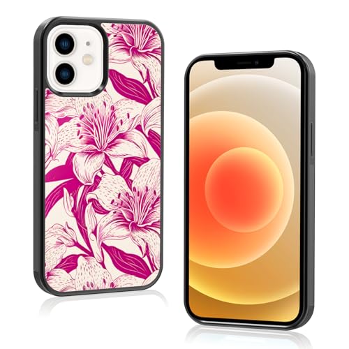 Axulimin Schutzhülle für iPhone 12 & 12 Pro, Motiv: niedliche Tigerlilie, Blume, Hot Pink, 15,5 cm (6,1 Zoll) von Axulimin
