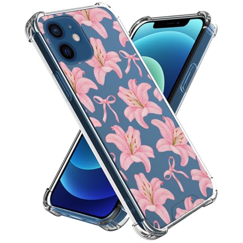 Axulimin Schutzhülle für iPhone 12 & 12 Pro, transparent, Motiv: niedliche Tigerlilie, Blume, Blume, Blume, 15,5 cm (6,1 Zoll) von Axulimin