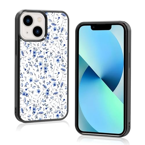 Axulimin Schutzhülle für iPhone 13 Mini (13 Zoll), Motiv: niedliche blaue Blumen, Blumen, Mädchen, 13 cm (5,4 Zoll) von Axulimin