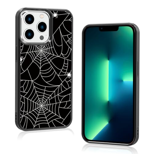 Axulimin Schutzhülle für iPhone 13 Pro, süßes weißes Spinnennetz, schwarze Handyhülle für Damen und Mädchen, 15,5 cm (6,1 Zoll) von Axulimin